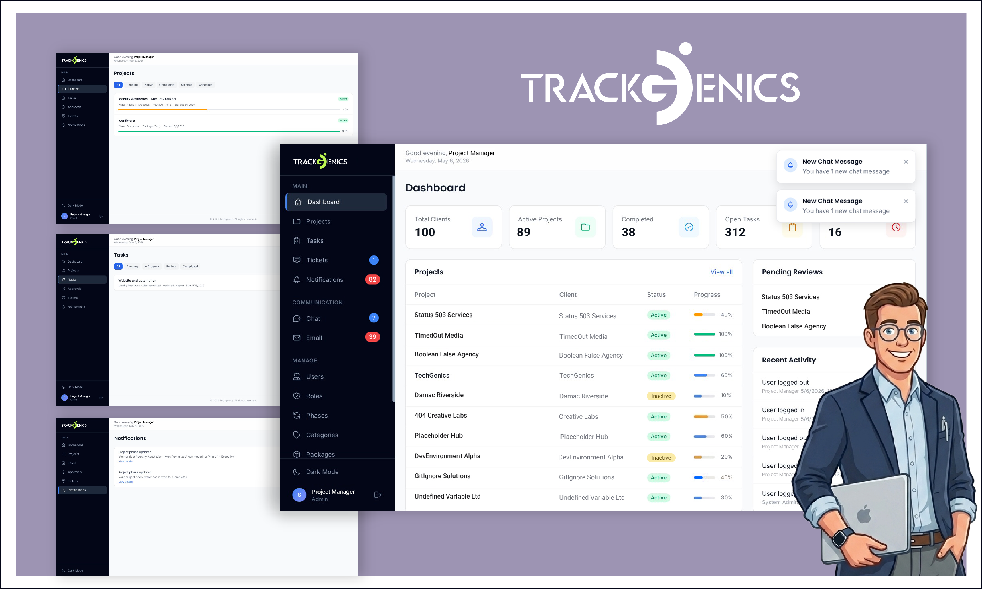 Taskgenics project management dashboard